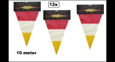 12x Vlaggenlijn rood/wit/geel ( driekleur ) 1000cm - Themafeest Party Verjaardag Oeteldonk feest