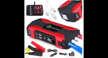 Auto Jump Starter Power Bank voor PWK 6L Benzine, Starter Power Bank 12000 mAh 12 V met LED-zaklamp en USB-C, Accu Booster Jump Starter met Startkabel