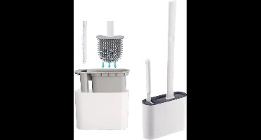 Allecto Plus - Toiletborstel 2-in-1 Dieptereiniger voor Badkamer Toilet met Houder - Flexibele Borstels en Kierenreiniger - Antislip Handvat