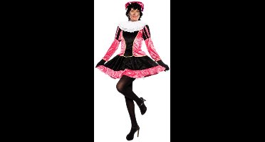 Witbaard Pietenjurkje Dames Fluweel Zwart/roze 2-delig Maat M