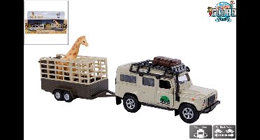 Kids Globe Die-cast Land Rover met Giraffe-trailer, 29cm
