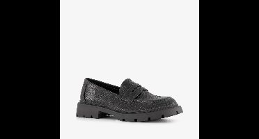 Nova dames loafers met slangenprint zwart - Maat 40