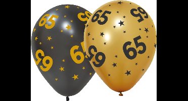 12 ballonnen 12" 3 met goud / 3 zwart 65 jaar Golden Celebrations - Versiering Slinger Feestdecoratie Decoratie Verjaardag Jubileum Ballon Feest