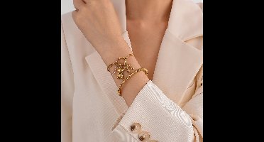 Cliste Couture - Dots Armband - 18k Verguld - Roestvrij staal - Armband dames - Waterproof - Sieraden voor vrouwen - Armband - cadeau - Verstelbaar