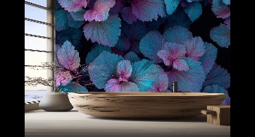 Naadloos behang Fotobehang - Enchanted Midnight Foliage - 250x50 centimeter