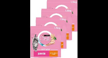 PURINA® ONE® Junior - Kattenbrokjes - Kip & Volkoren Granen - 4 x 1.5 kg