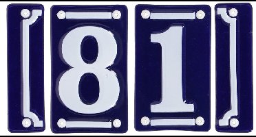 Best for Boots huisnummer 81 met sierrand - Oudhollands - emaille - blauw/wit