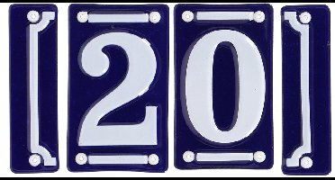 Best for Boots huisnummer 20 met sierrand - Oudhollands - emaille - blauw/wit