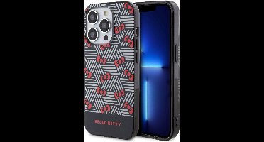 Hello Kitty iPhone 14 Pro Max TPU Back Cover hoesje - Bow Pattern - Stripes - Zwart