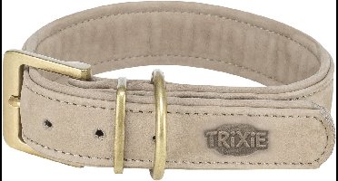 Halsband Hond Trixie - Nubuckleer Lichtgrijs - XS-S 27-34x2.5 cm, D-ring