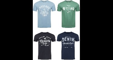 Mustang Heren T-Shirt 4-pack Mustang heren T-shirt regular fit Veelkleurig XXL Ronde Hals Volwassenen