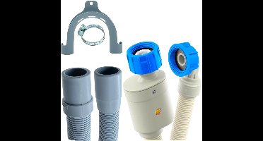 Fixem Aansluitset 1.5 Meter Toevoerslang met Waterslot en Afvoerslang 19x22 mm Slang set Geschikt voor Wasmachine en Vaatwasser met 3/4 Wartelaansluiting Aanvoerslang