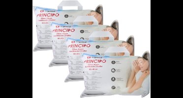 alpina Hoofdkussen 60 x 40 cm - 4 stuks - Kussen voor Bed en Slaapkamer - Ademend, Vocht Afvoerend en Wasmachine Bestendig - voor Buik-, Rug- en Zijslaper - Microvezel/ Katoen - Wit