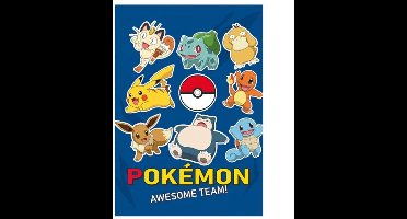 Pokemon fleece deken awesome blauw - 130 x 160 cm