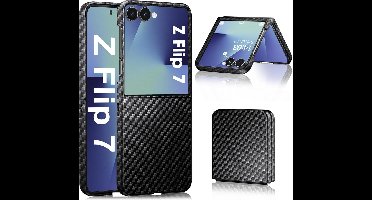 Hoesje Geschikt voor Samsung Galaxy Z Flip 7 hoesje Ultra-Slim carbon fiber zwart