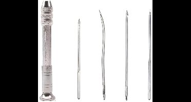 Lederen Naainaaldenset – Complete 4-delige Naald & Handvat Set voor Leer, Canvas en Tentreparaties