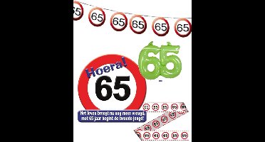 65 Feest pakket versiering 65 jaar verkeersbord - 4 delig.