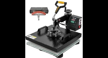 2-in-1 Hittepersmachine - Transferpers - 360° Draaibaar - Digitale Sublimatieprinter - T-Shirts & Caps - 38x38CM - Zwart