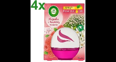 Air Wick Decosphere Geurverspreider Magnolia & Raspberry – Voordeelverpakking 4x 75ml – Tot 8 Weken Frisse Geur – Met Natuurlijke Essentiële Oliën