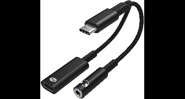USB-C-adapter voor 3,5 mm hoofdtelefoon en USB-C-oplader