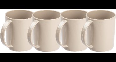 Plasticforte onbreekbare Drinkbekers - 8x - kunststof - 350 ml - taupe - kinderen - camping - mokken