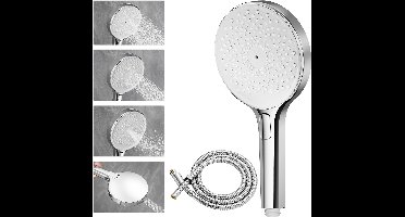 DERW MAX Douchekop met Doucheslang - Regendouche - 4 Sproeistanden - Hoge Druk - Betere Huid - Handdouche - Universeel - Chrome