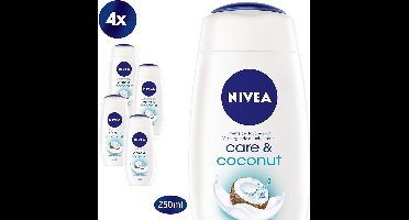 NIVEA Care & Coconut Douchecrème - 4 x 250ml - Voordeelverpakking