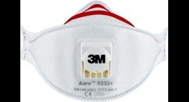 Gezichtsmasker 3M Aura 9322+. FFP2,met ventiel.  Dus hoogste beschermklasse