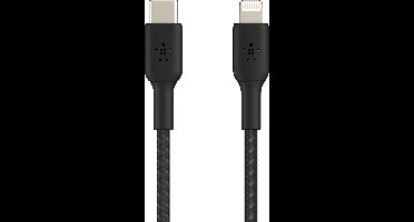 Belkin Braided iPhone Lightning naar USB-C kabel - 1m - zwart