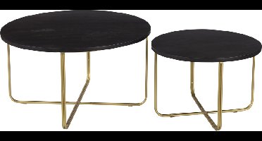Brix Salontafel Levi Set van 2, Zwart/Brass