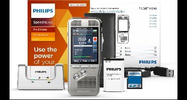 Philips DPM8000/02 PocketMemo Dicteerapparaat - Schuifschakelaar (US) - Accessoire set - SpeechExec Pro Dictate 11- 2 year license