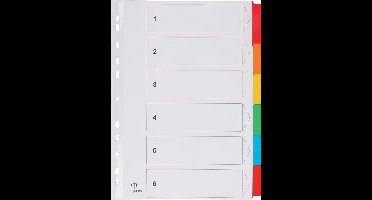 Pergamy tabbladen met indexblad, ft A4, 11-gaatsperforatie, geassorteerde kleuren, 6 tabs