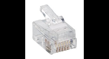 RJ12 Stekker - 6P6C - Voor platte kabel - Transparant - 10 stuks