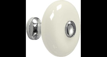 Artitec Wallebroek Meubelknop Lara porselein ivoor/glans nikkel