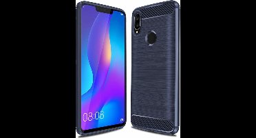 Ntech Soft Brushed TPU Hoesje Geschikt voor Huawei P Smart Plus (2018) - Donker Blauw