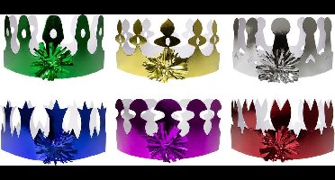 FOLAT BV - 6 veelkleurige holografische kroontjes - Decoratie > Feesthoedjes