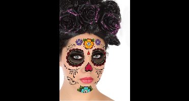 ATOSA - Veelkleurige Dia de los Muertos gezicht tatoeage