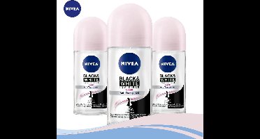 Nivea Invisible For Black & White Clear Deodorant Roller 3x50 ml - Voordeelverpakking