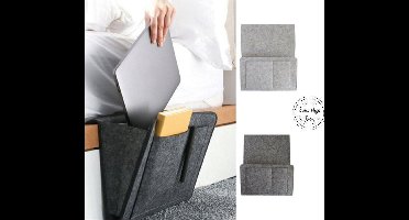 Bedside Pocket – Vilten Opbergzak – Bedopberger – Bankopberger – Bed Opbergzak – Bank Opbergzak – Nachtkastje voor magazines – Opbergzak Bed – Bank Pocket – Bed Organizer – Bank Organizer – Tijdschriften Opberger - Bed Pocket - Donker grijs