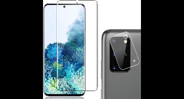 Screenprotector geschikt voor Samsung S20 Plus - Glas PET Folie + Camera Protector