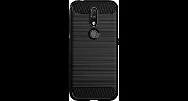 Shop4 - Geschikt voor Nokia 3.2 Hoesje - Zachte Back Case Brushed Carbon Zwart