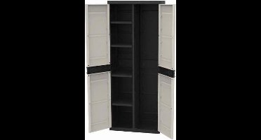 TITANIUM PLASTIKEN Kledingkast met 2 deuren en planken L70 x B44 x H176 cm Beige en zwart assortiment TITANIUM Binnen / buiten