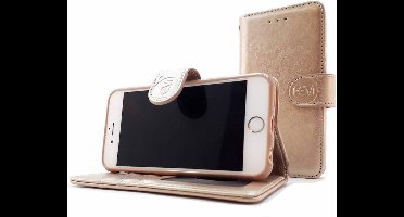 HEM Leren Hoesje Geschikt Voor Apple iPhone 7 / 8 / SE (2020 & 2022) – Goud (Golden Shimmer) Wallet Case – Lederen Bookcase Met TPU Binnenkant – 360° Beschermende Flip Cover