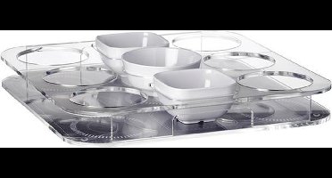 Marine Business Party Dienblad met Houder voor 6 Glazen en 3 Schaaltjes 34 x 34 cm