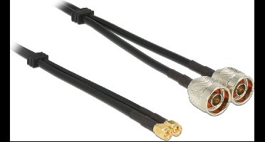 DeLOCK N (m) - SMA (m) Twin kabel - RG58 - 50 Ohm / zwart - 5 meter