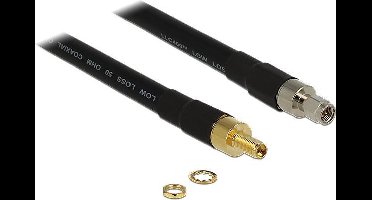 DeLOCK SMA (m) - SMA (v) verlengkabel - CFD400/LLC400 - 50 Ohm / zwart - 0,40 meter