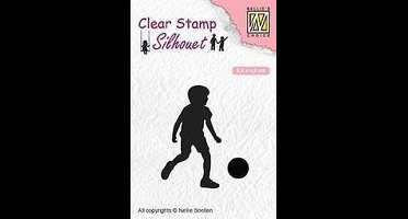 SIL049 Clear stamps silhouette - jongen speelt voetbal - Nellie Snellen stempel voetballer