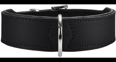 Halsband Basic 55 nikkel, hals 41-49 cm gecoat splitleer zwart/zwart