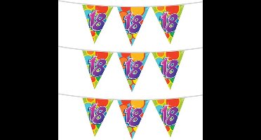 Haza 18 jaar Verjaardag Vlaggetjes - 3x stuks - leeftijd versiering - plastic - 10 meter - feestartikelen