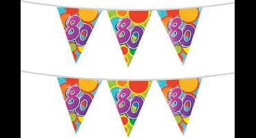 Haza Vlaggetjes 80 jaar - 2x stuks - leeftijd verjaardag - plastic 10m
